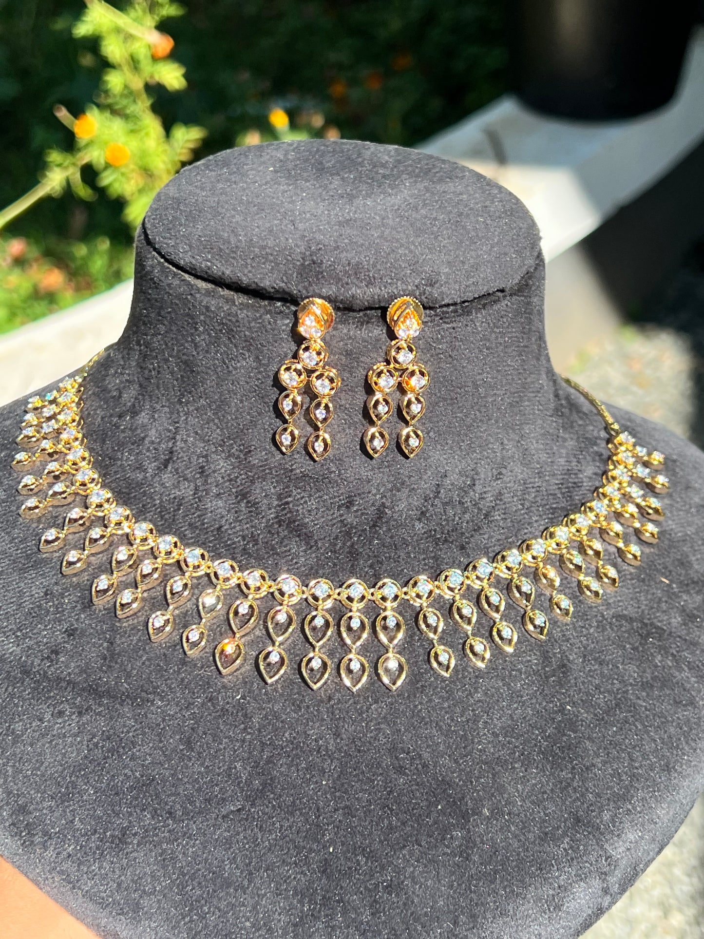 Premium diamond bridal necklace set product code D55