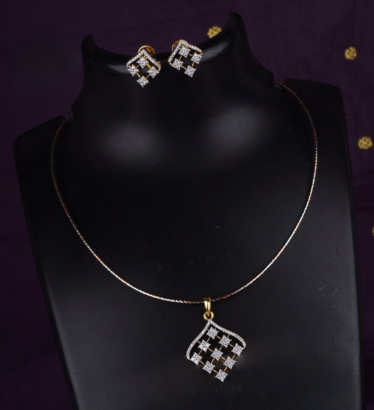Premium daimond finish pendant chain set product code 1276
