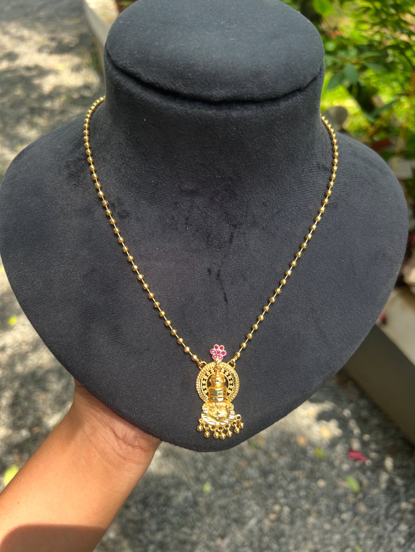 Premium gold plated Kathakali pendant with ball chain product code G56