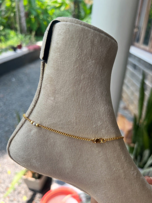 Premium gold plated daily wear twotone ball anklets (10.5) product code A15