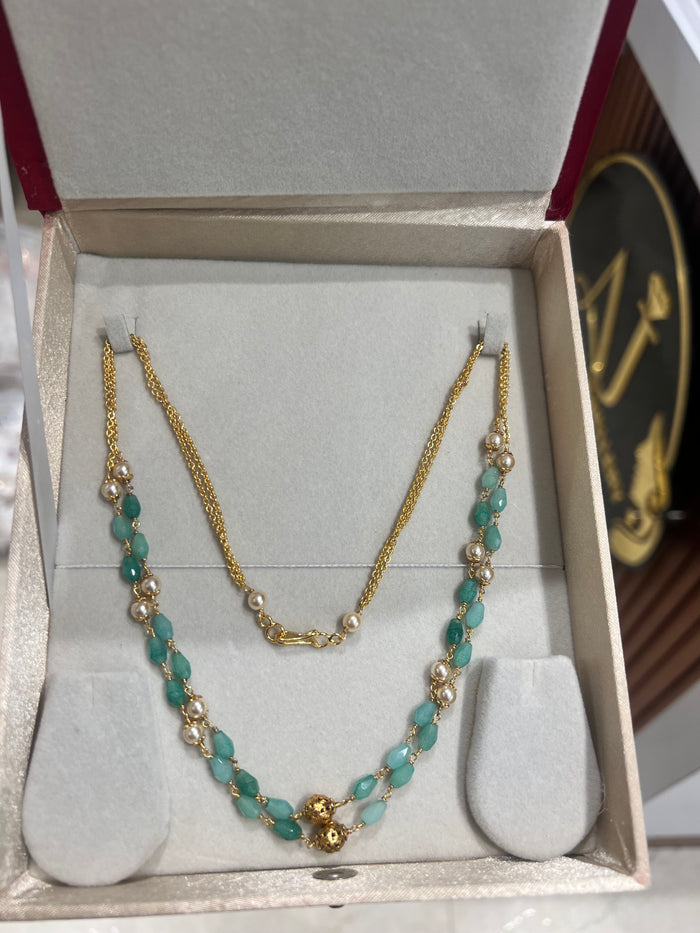 Premium quality handmade precious beads and pearl 2layer necklace product code P99