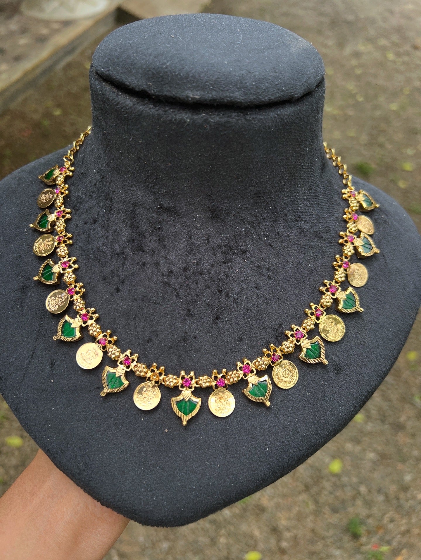 Premium quality gold plated coin with Palakka fusion necklace product code N192