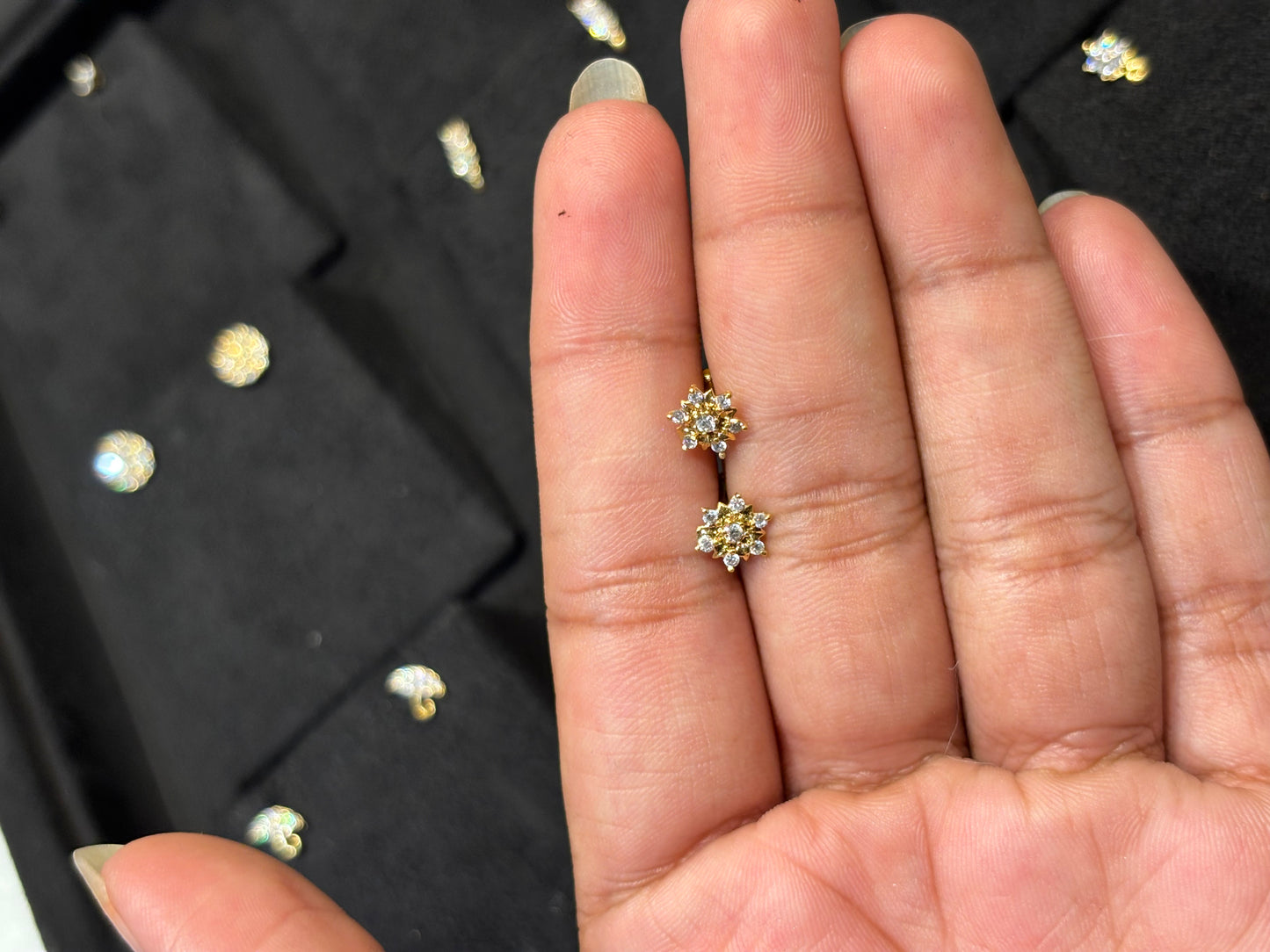 Premium gold plated daily ad stone second studs product code E67