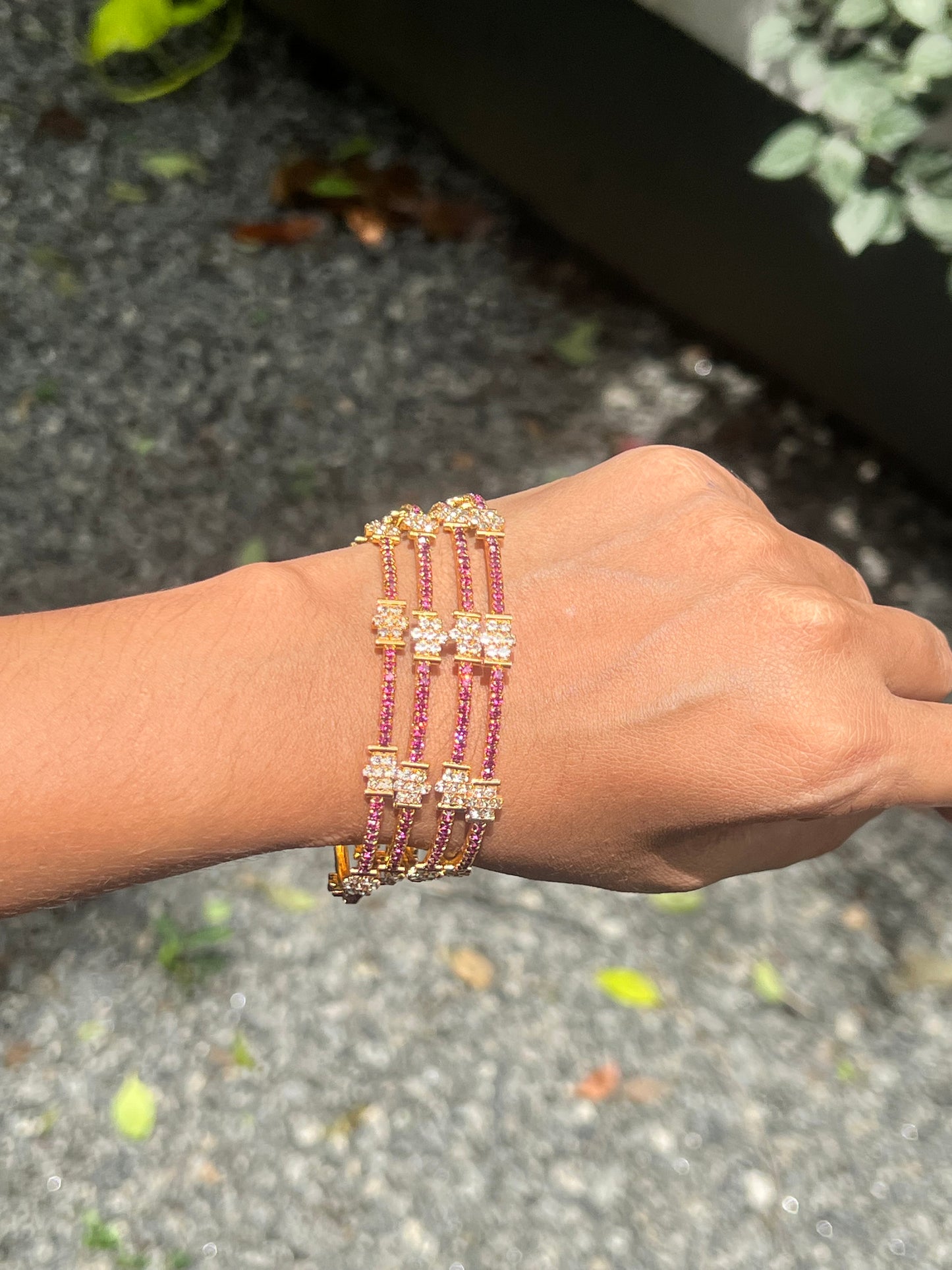 Premium quality ad ruby white bangles of 4 2.8 size product code B146