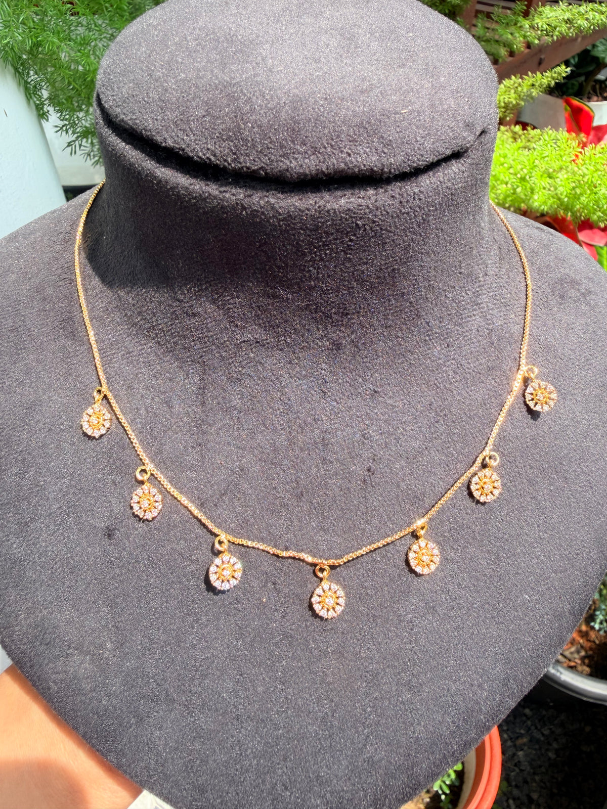 Premium gold plated daily wear ad floral hanging necklace product code G189