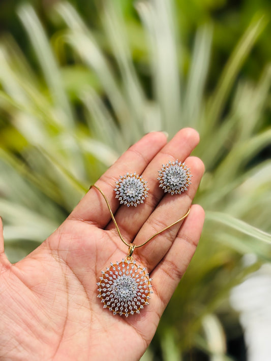 Premium daimond replica pendant set with chain product code N388