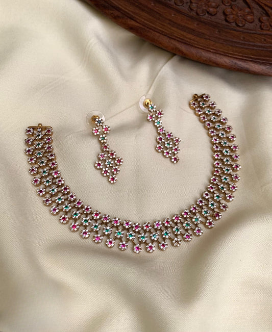 Premium stunning 3layer floral necklace product code 1005