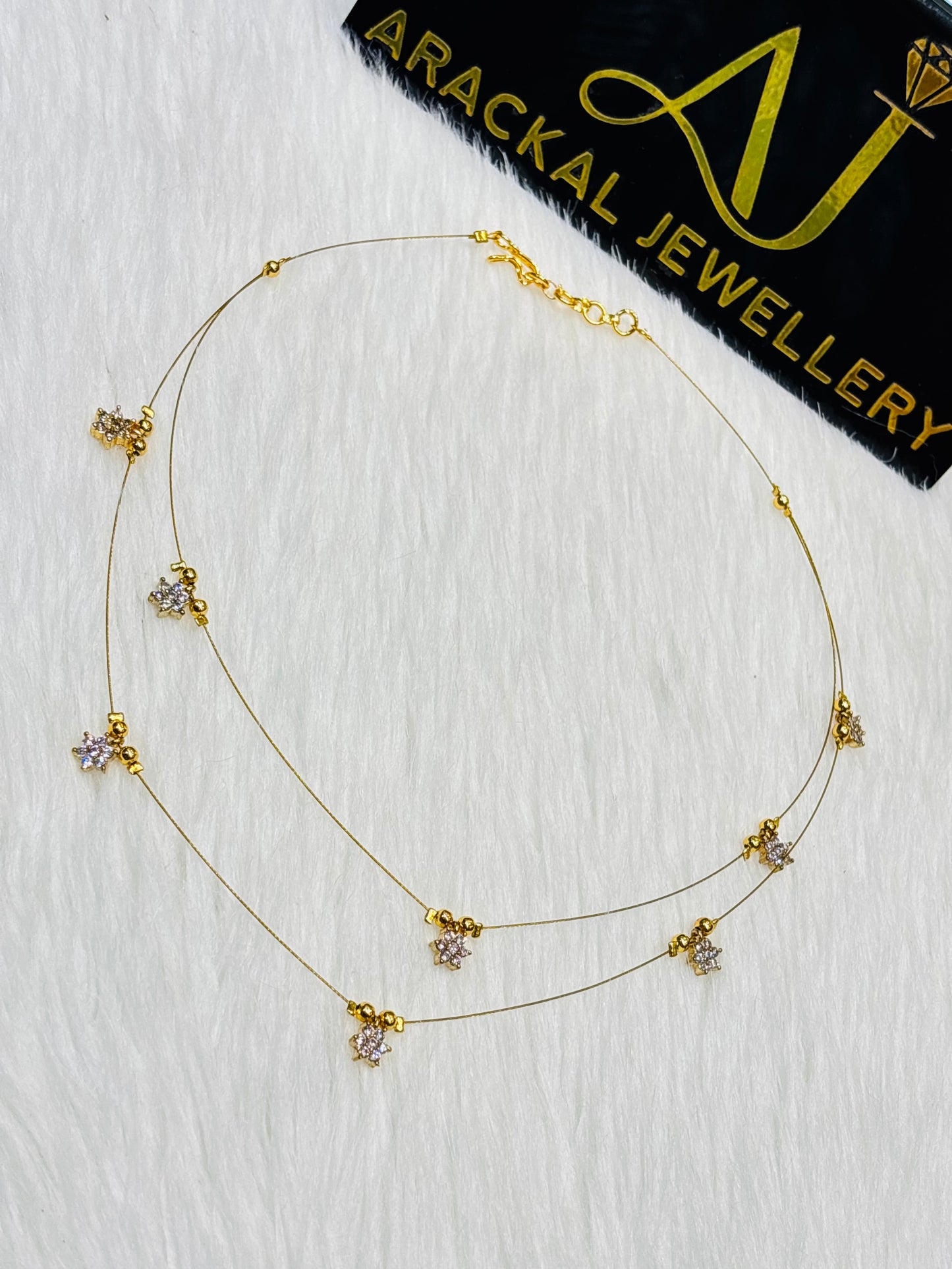 Premium quality gold plated 2 layer invisible chain star necklace product code N371