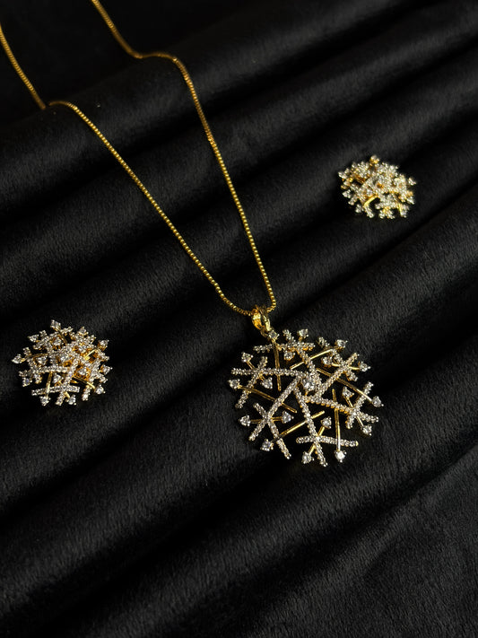 Premium diamond finish pendant set with 8pidichain product code D362