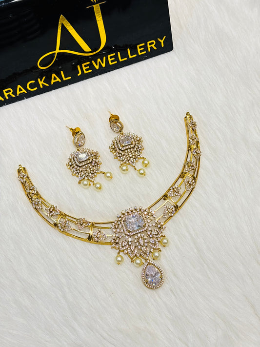 Premium quality ad gold polish bridal necklace product code N249