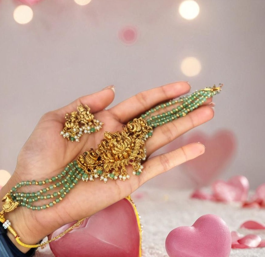 Premium lakshmi 4layer beads choker set product code 889