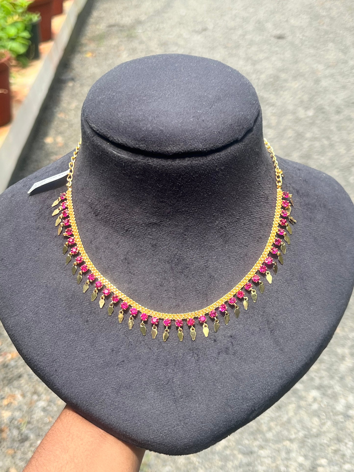 Premium trending gold plated ruby stone elakkathali product code G110