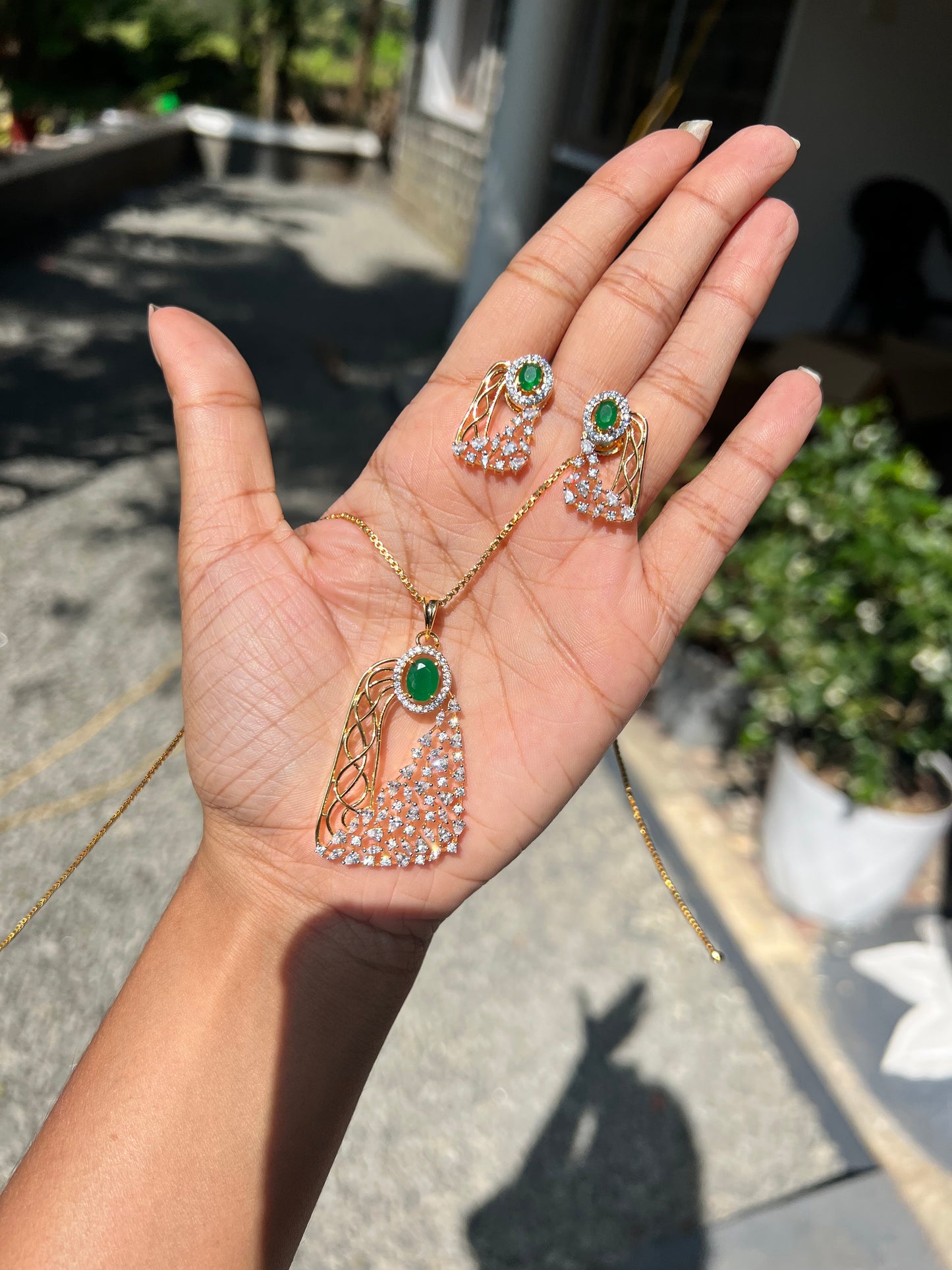 Premium daimond finish pendant chain set product code D39