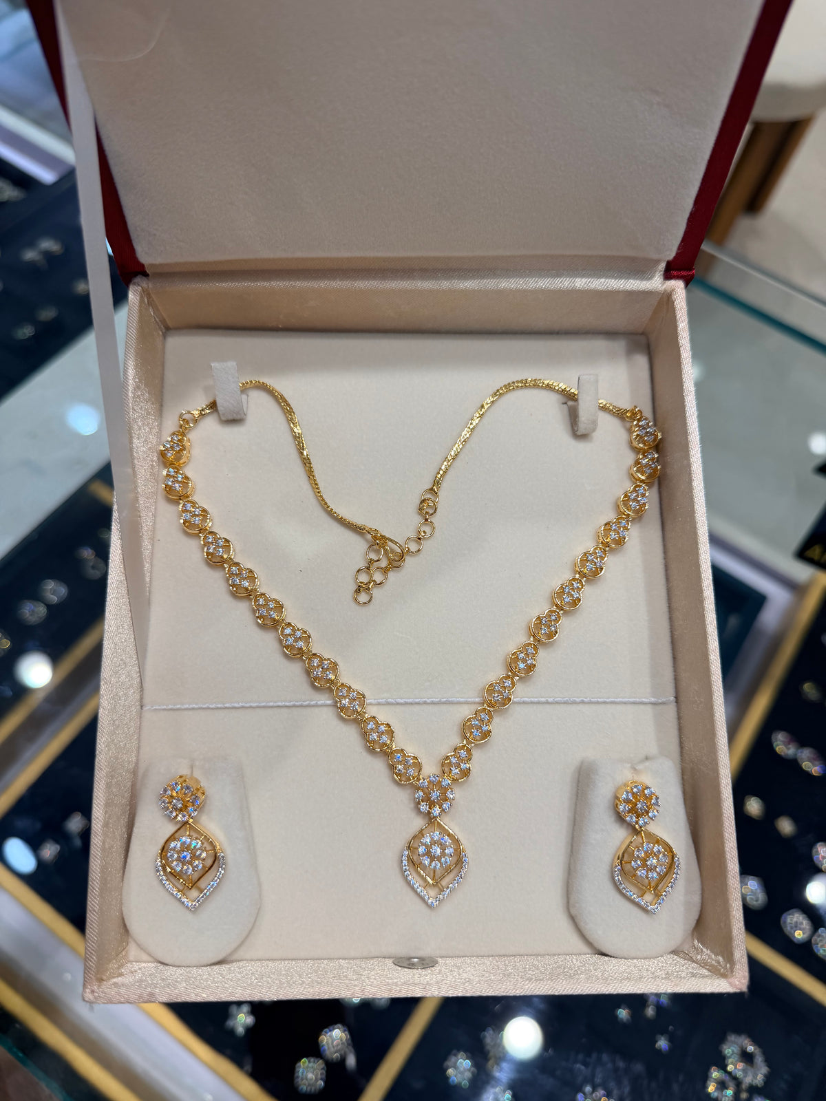 Premium diamond finish bridal necklace product code D33