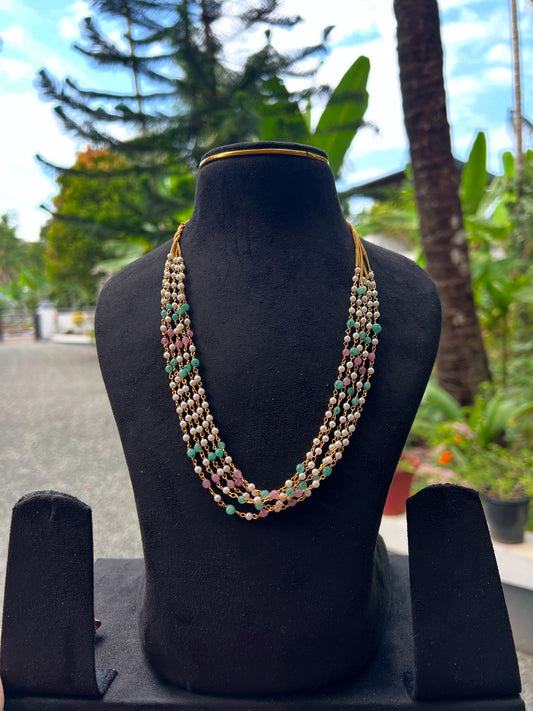 Premium 5layer pearl multicolour necklace product code P05