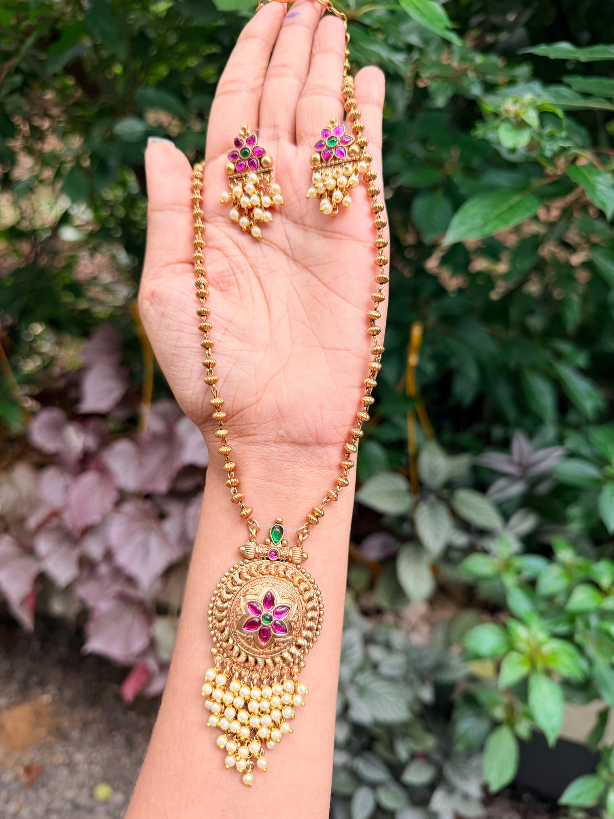 Premium antique gold non idol haram set product code T139