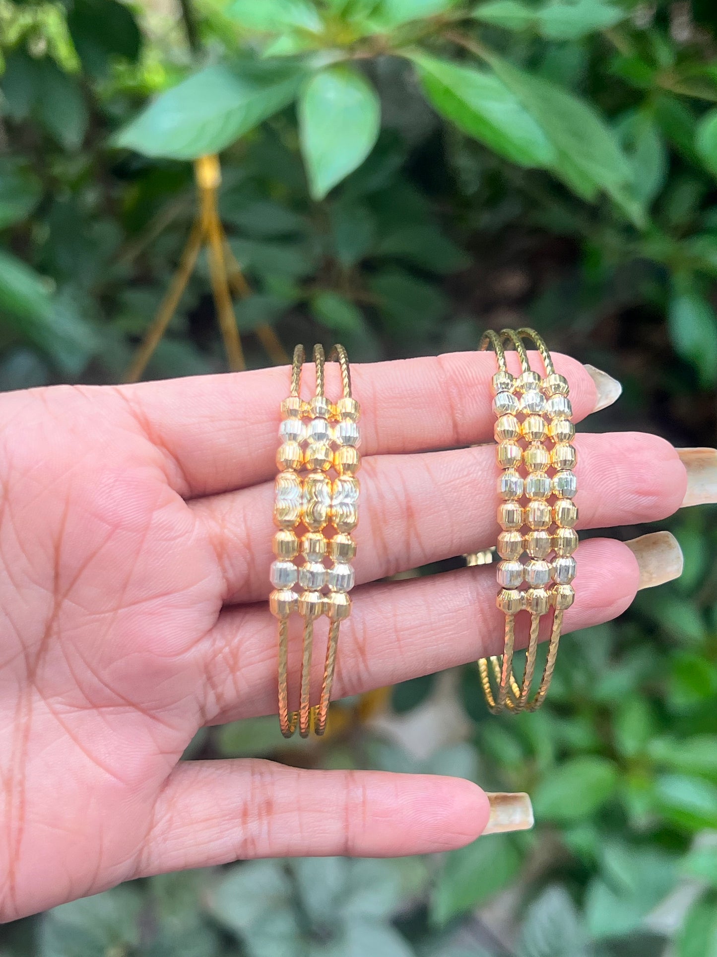 Premium gold plated 3layer twisted twotone bangle product code G66