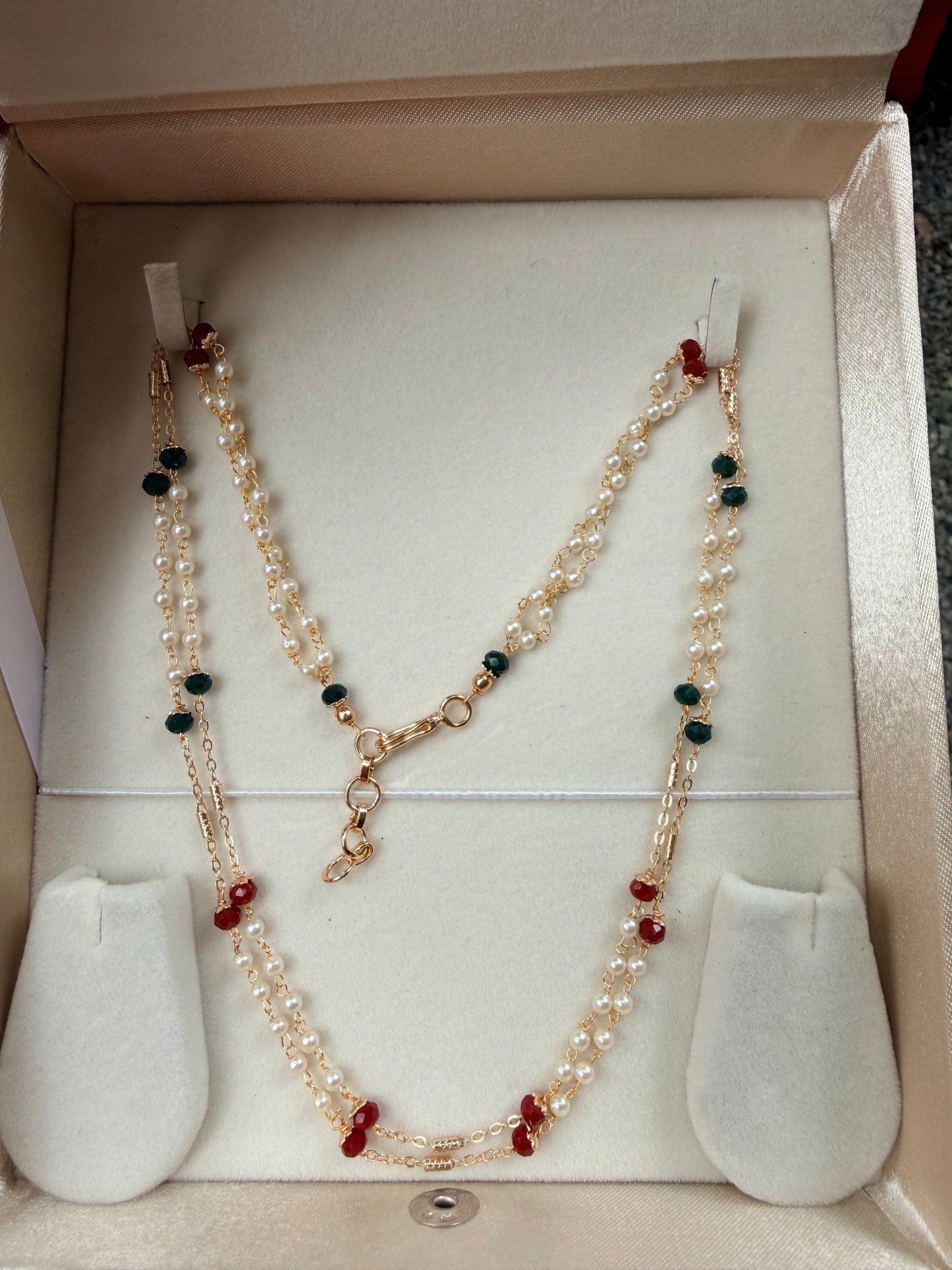 Premium gold plated pearl layer necklace product code P161
