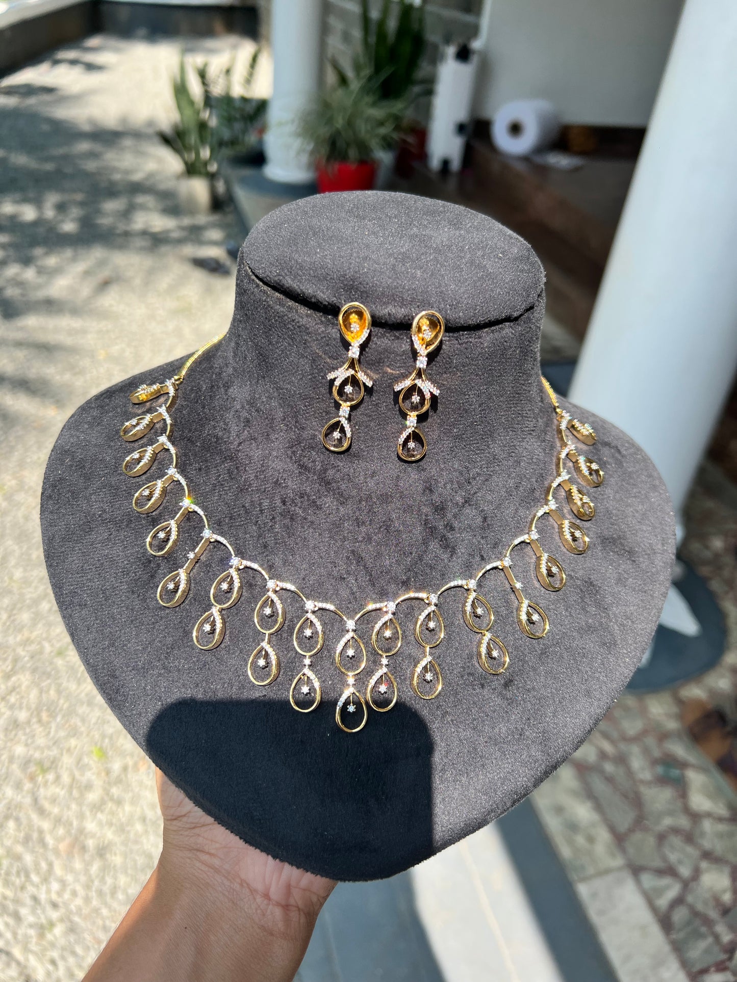 Premium diamond finish bridal necklace set product code D71