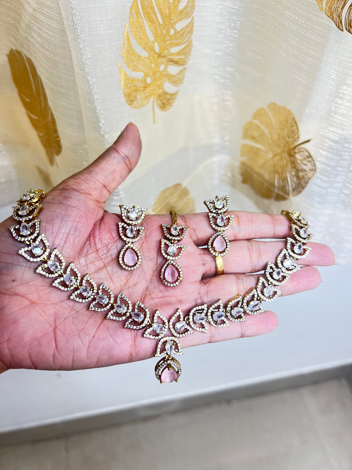 Premium quality Ad semi bridal necklace set with tikka  product code 751