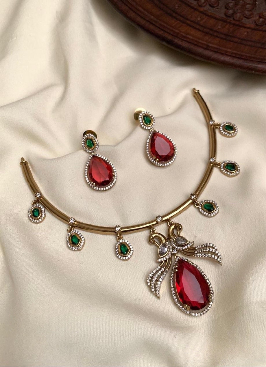 Premium quality elegant statement cz ad necklace product code 145