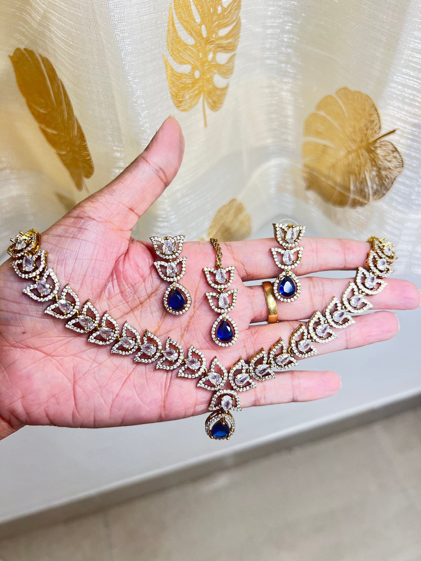Premium quality Ad semi bridal necklace set with tikka  product code 751
