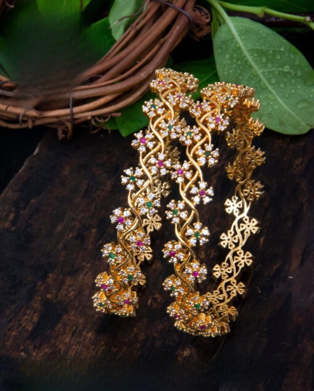 Premium trending ad floral bangles product code 115