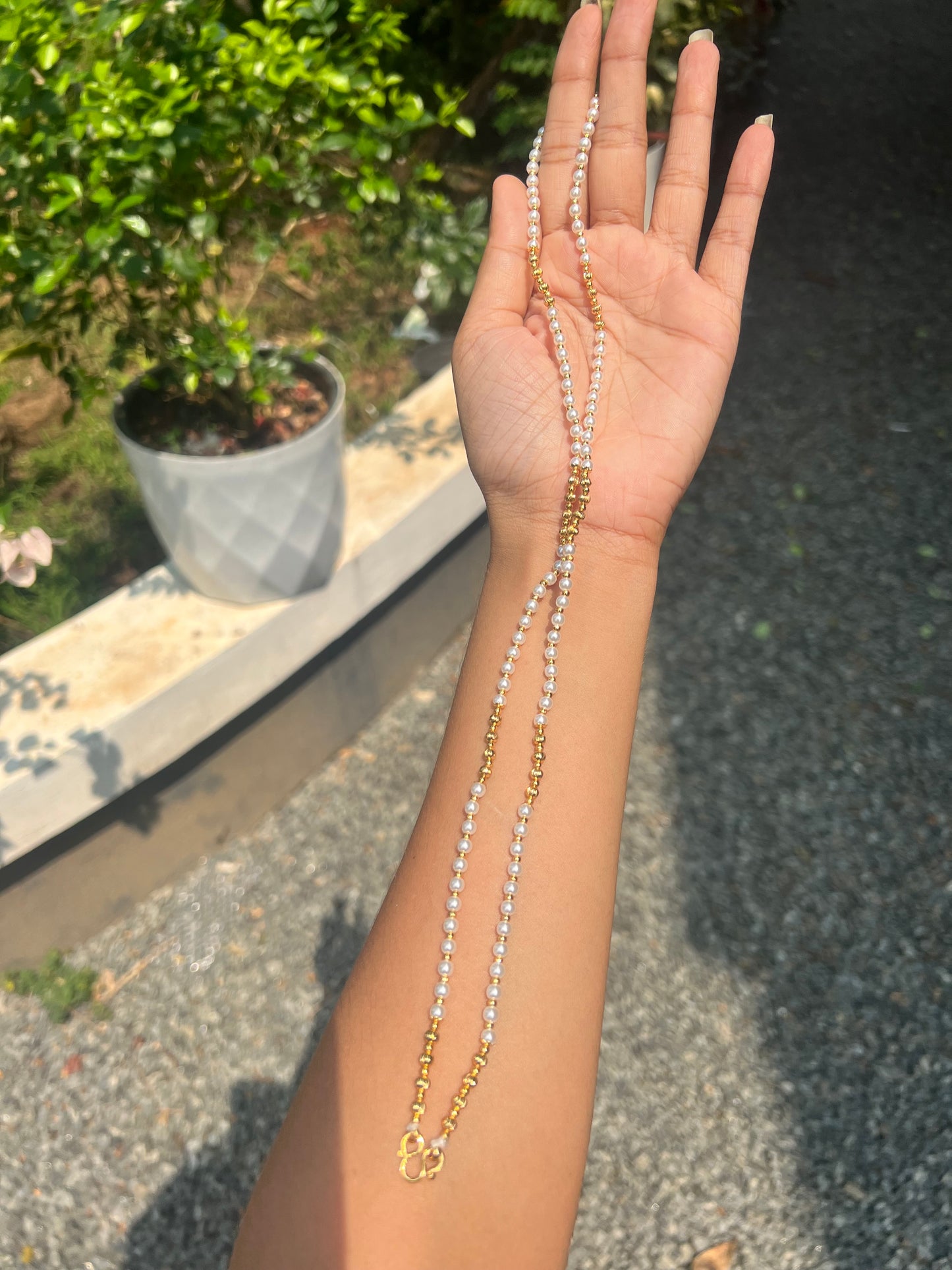 Premium gold plated pearl 8pidi chain