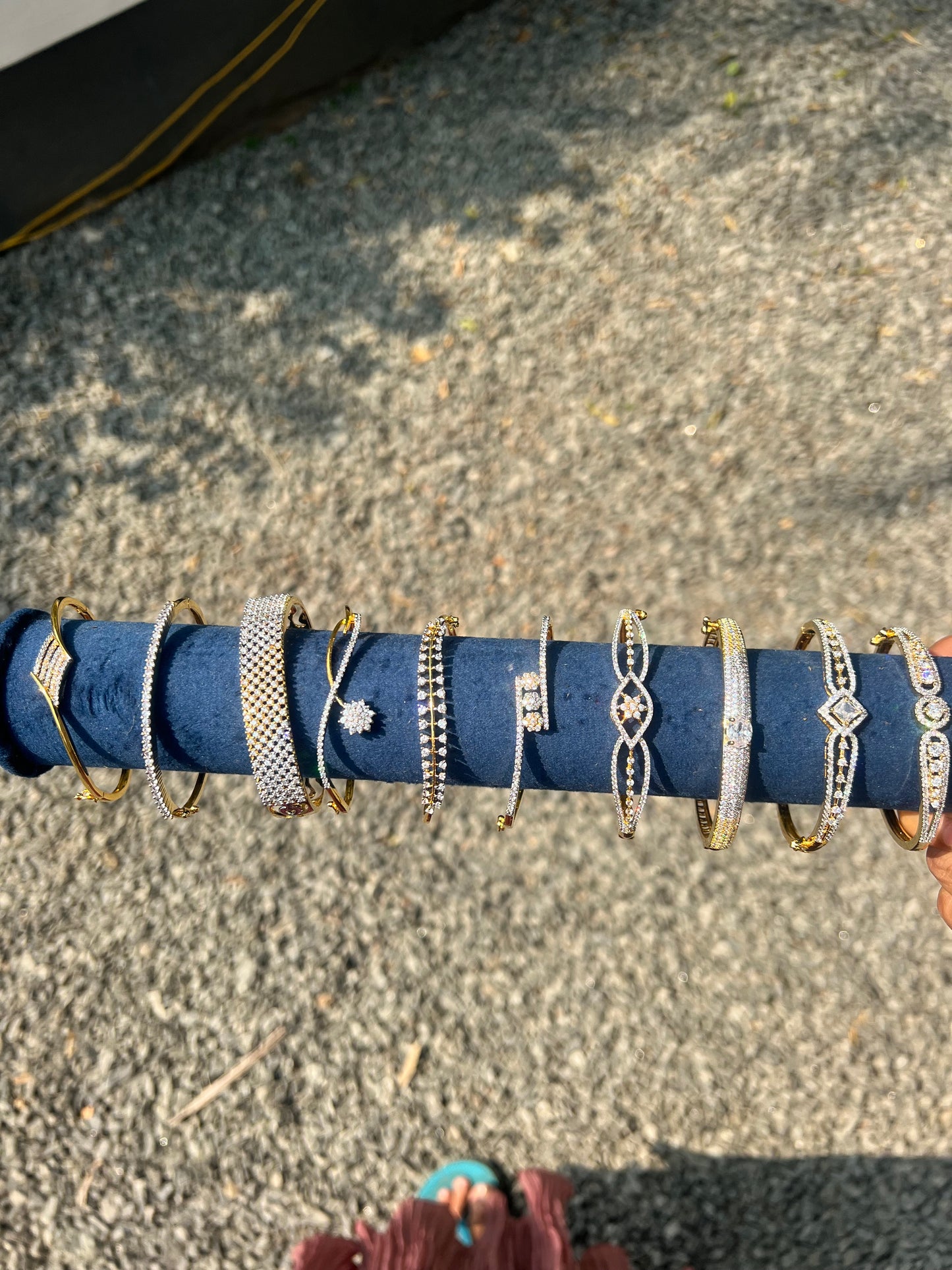 Premium twotone polish diamond look openable bracelet( 2.4 ) product code B120