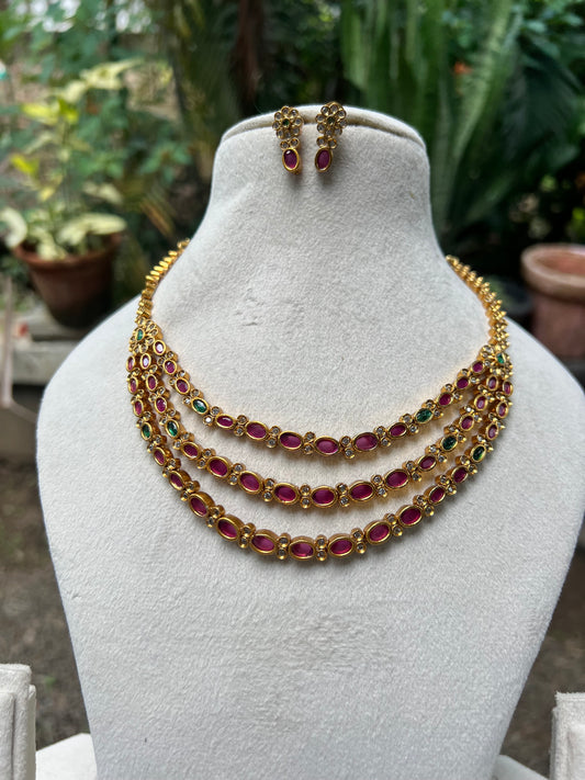 Premium ad 3 layer long necklace product code 1198