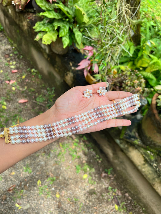 Premium 4layer pearl choker set product code N159