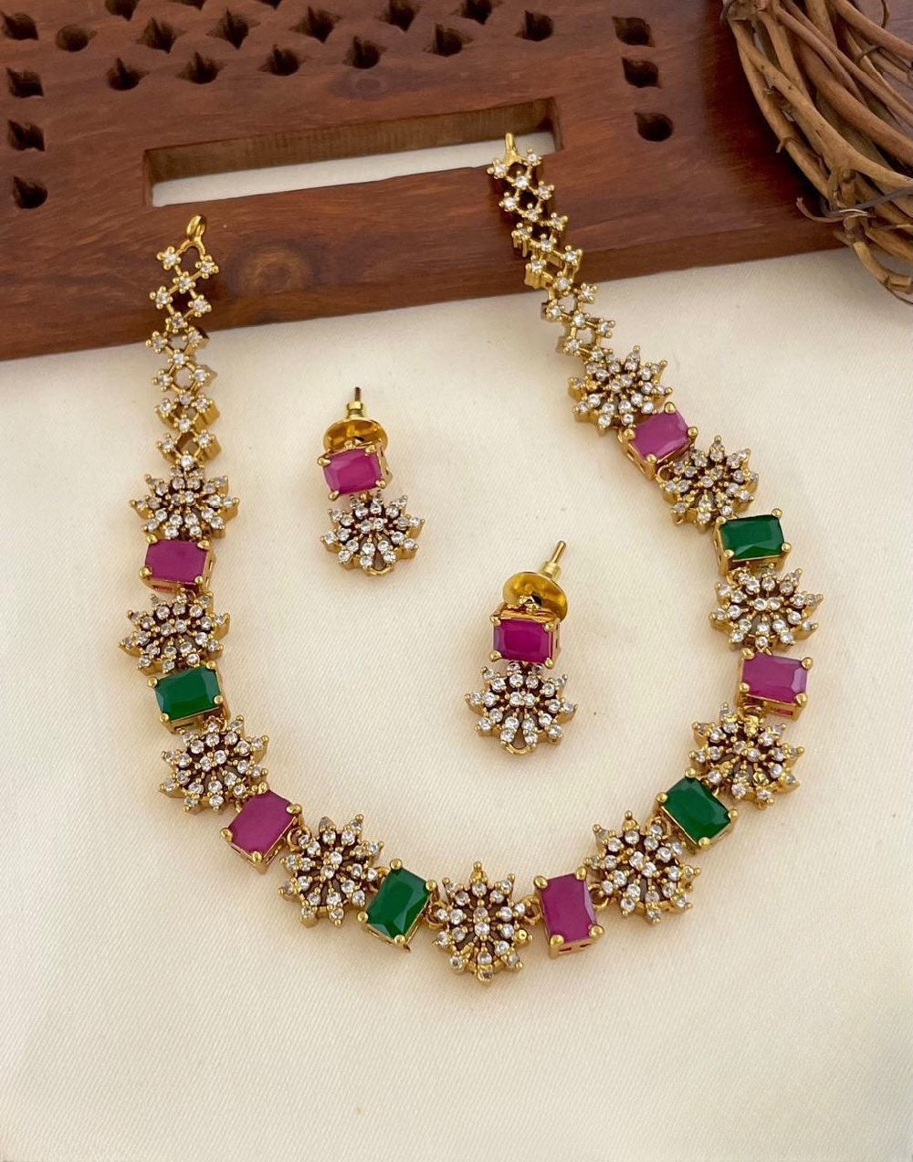 Premium AD Stone Necklace Set