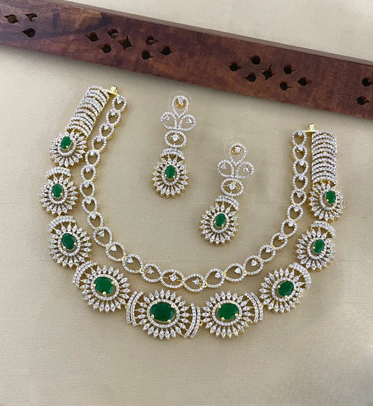 Premium quality diamond finish Ad bridal necklace