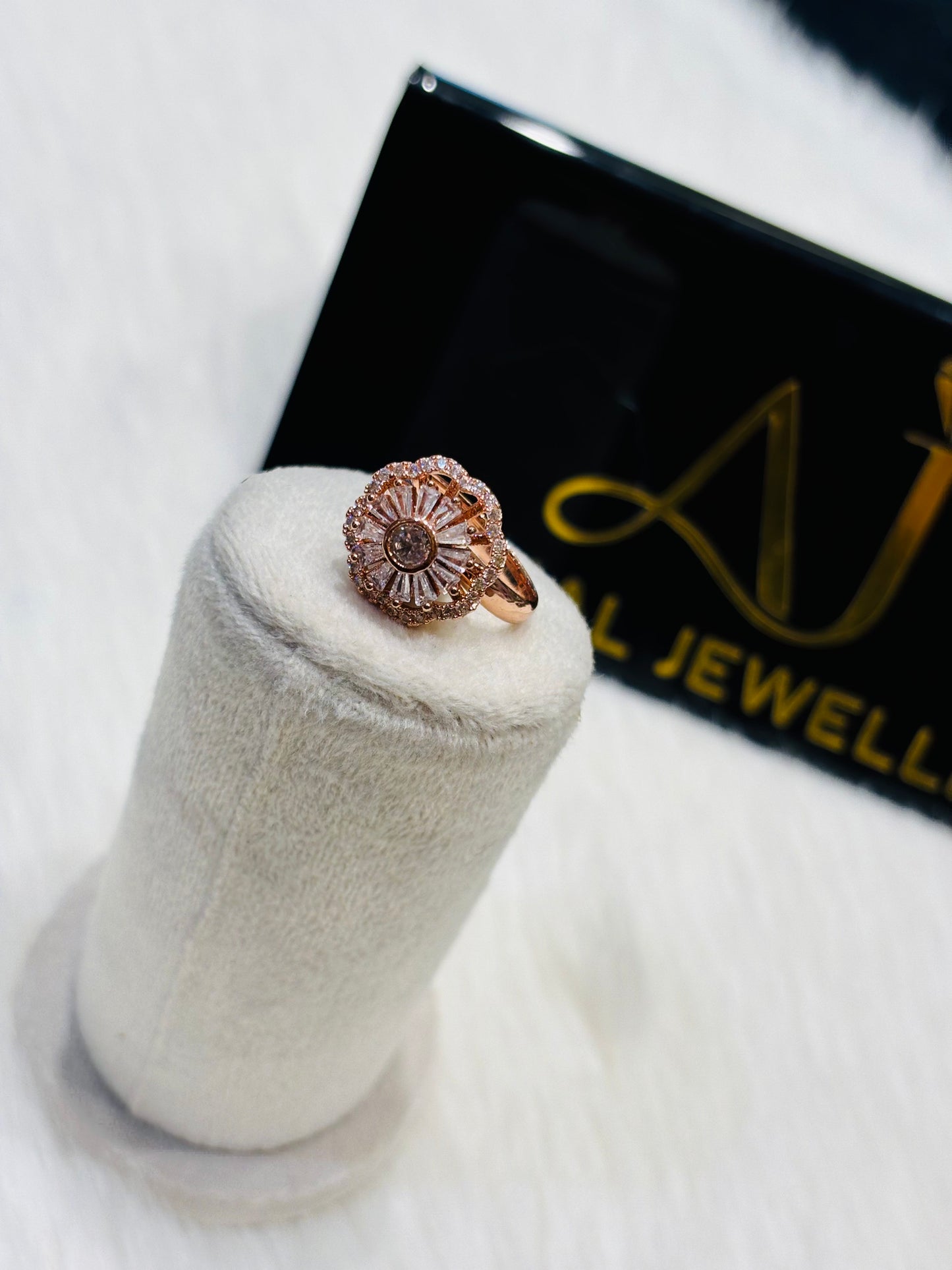 Premium anti tarnish spinning rose gold adjustable statement rings product code R12