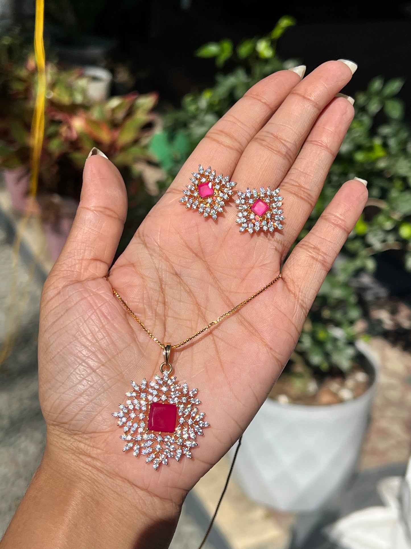 Premium daimond finish pendant set product code 20