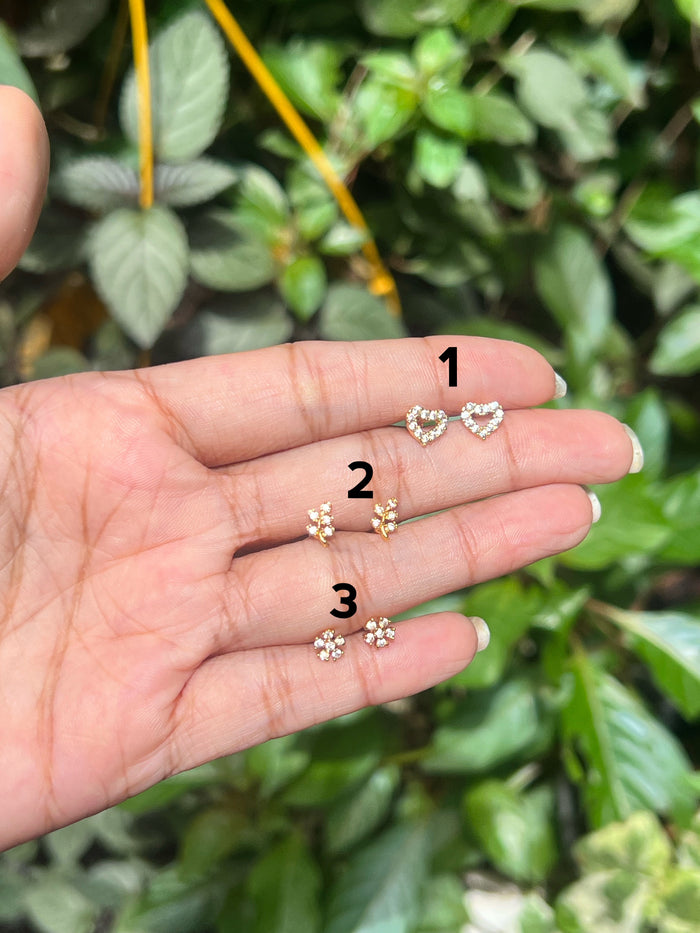 Premium gold plated daily use second stud /nosepin pair with back screw  product code S15