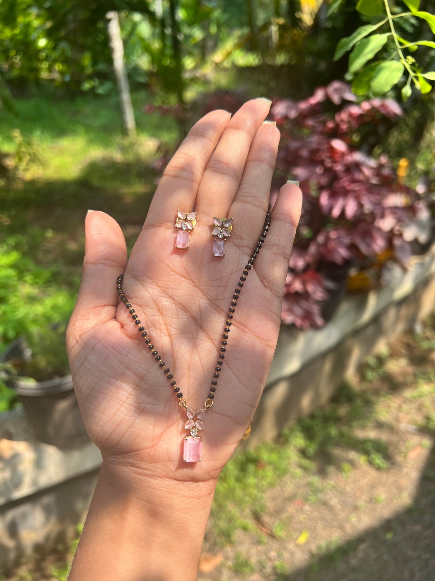 Premium simple mangalsutra with earrings product code 136