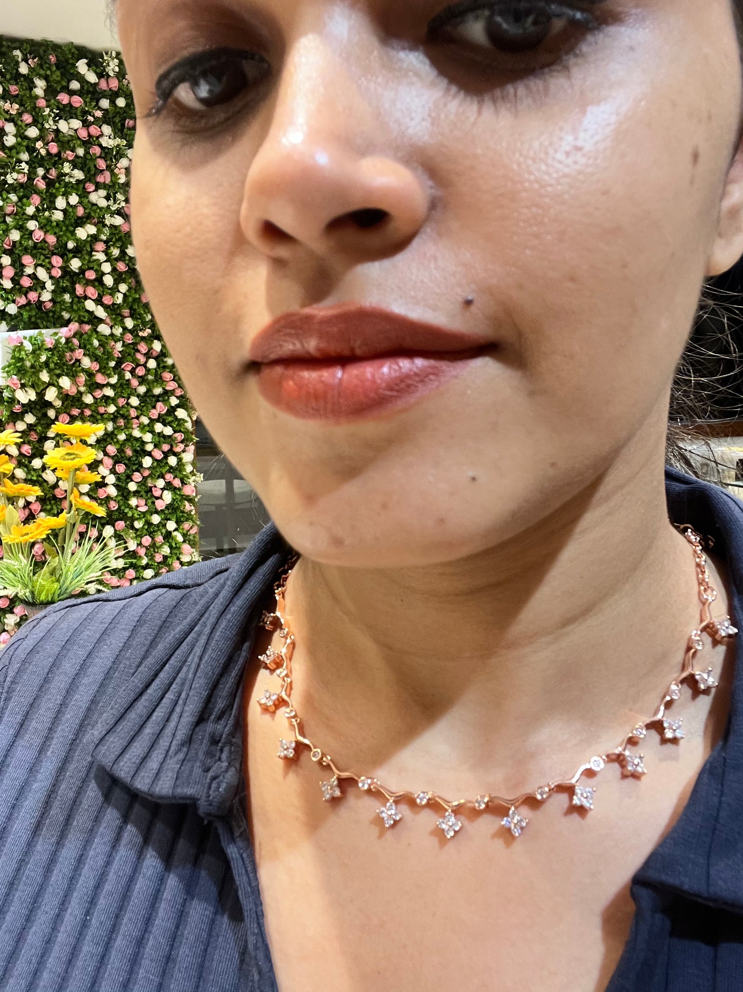 Premium rosegold ad bridal necklace product code D170