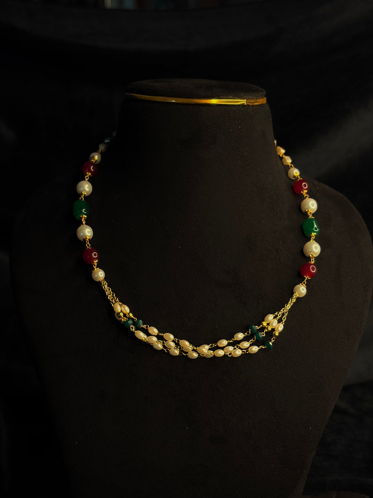 Premium handmade Multi color pearl layer necklace product code P109