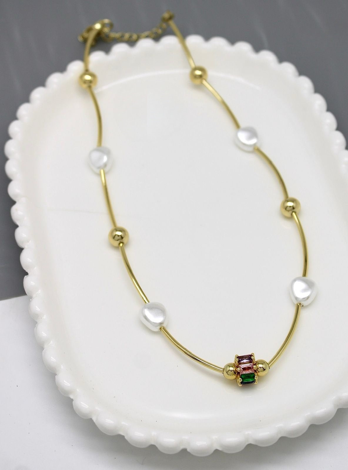 Luxury unique 18ct plated freshwater pearl necklace