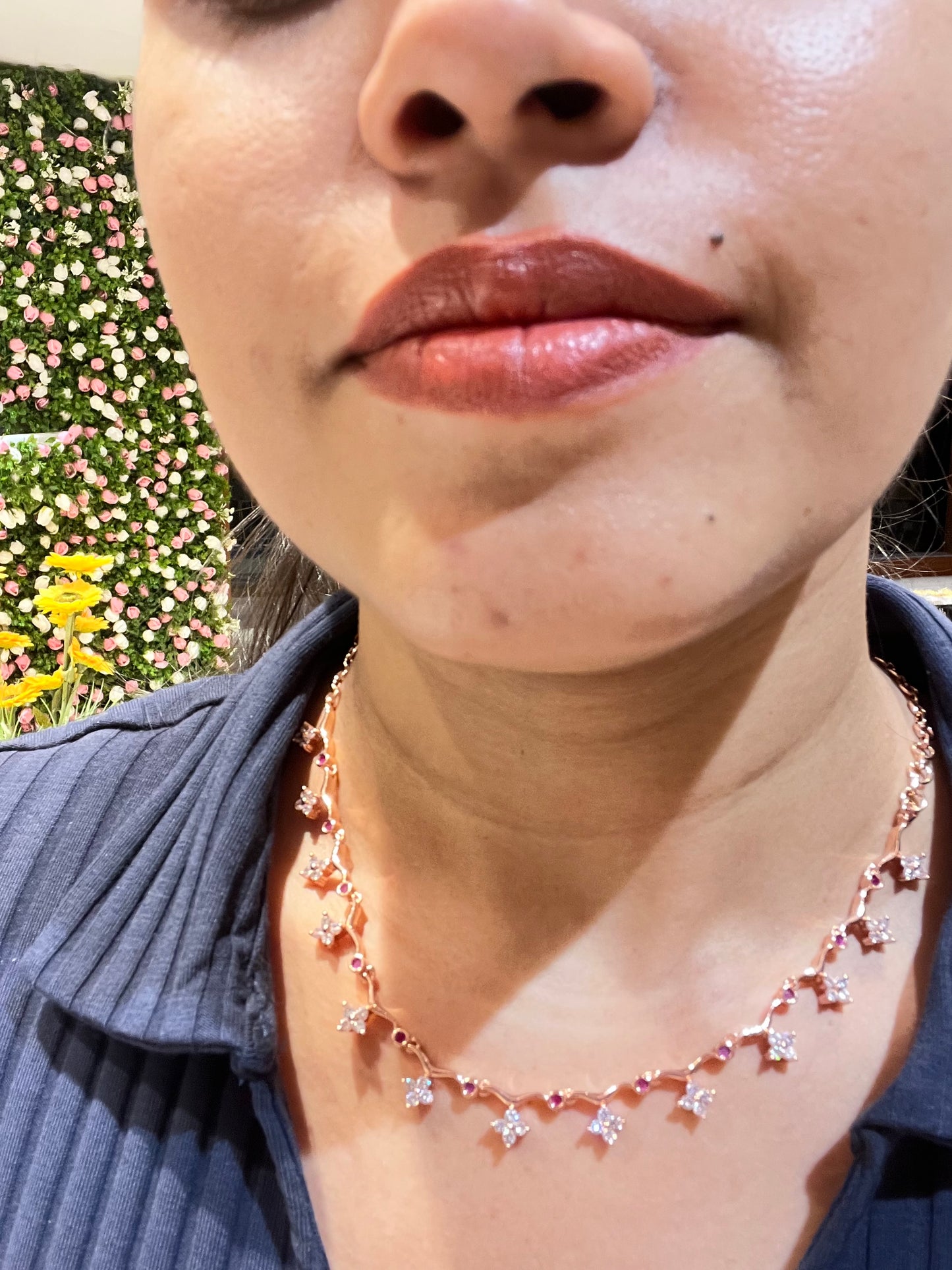Premium rosegold ad bridal necklace product code D170