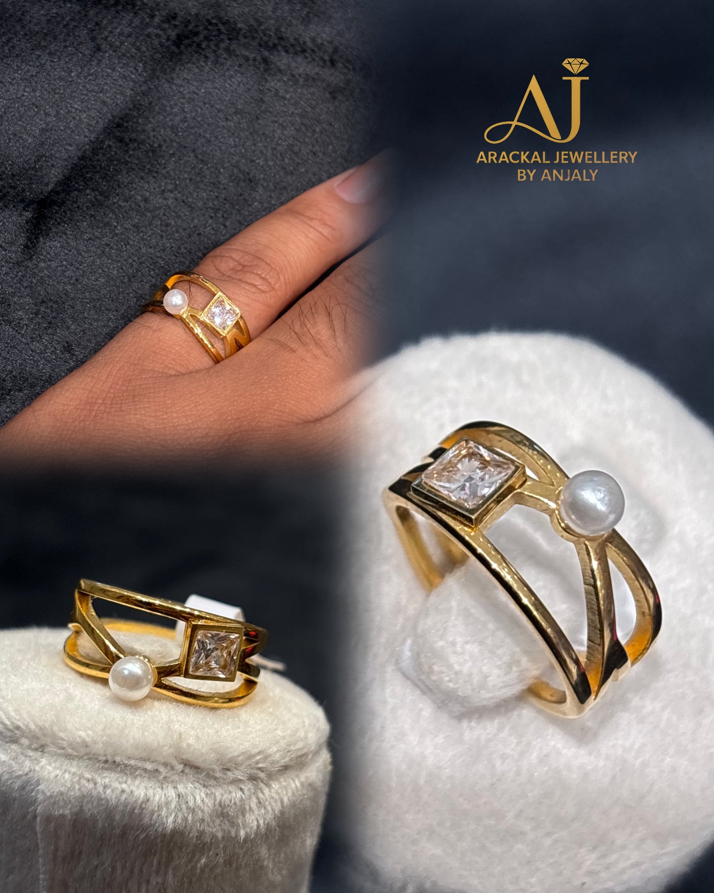 18k gold plated Anti tarnish pearl stone ring product code R10