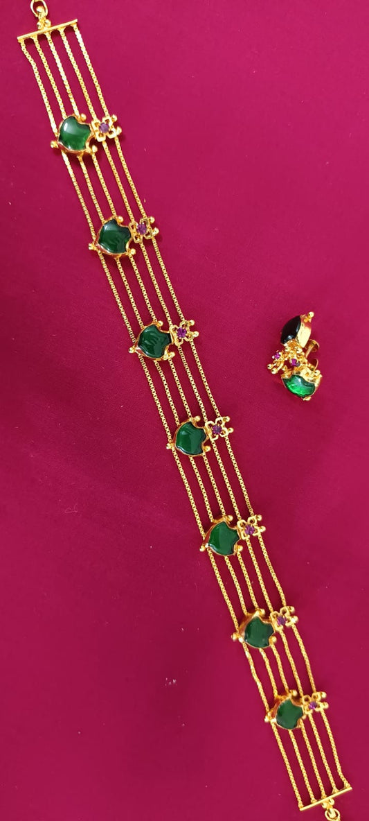 Actress dayyana inspired Gold plated  real gold lookalike Palakka choker set product code 1171