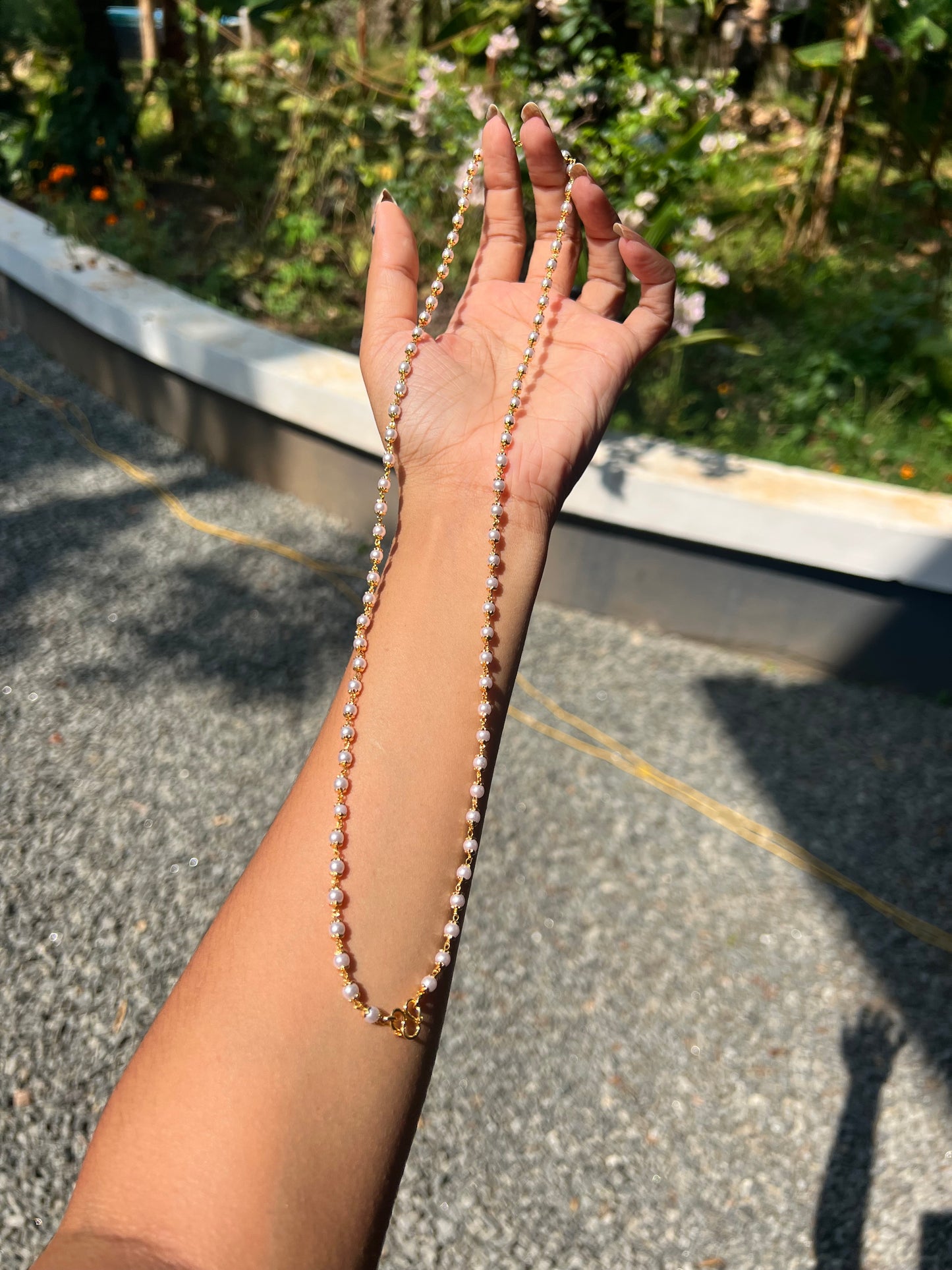Premium daily wear gold plated pearl 8pidi (24inch )chains product code G20