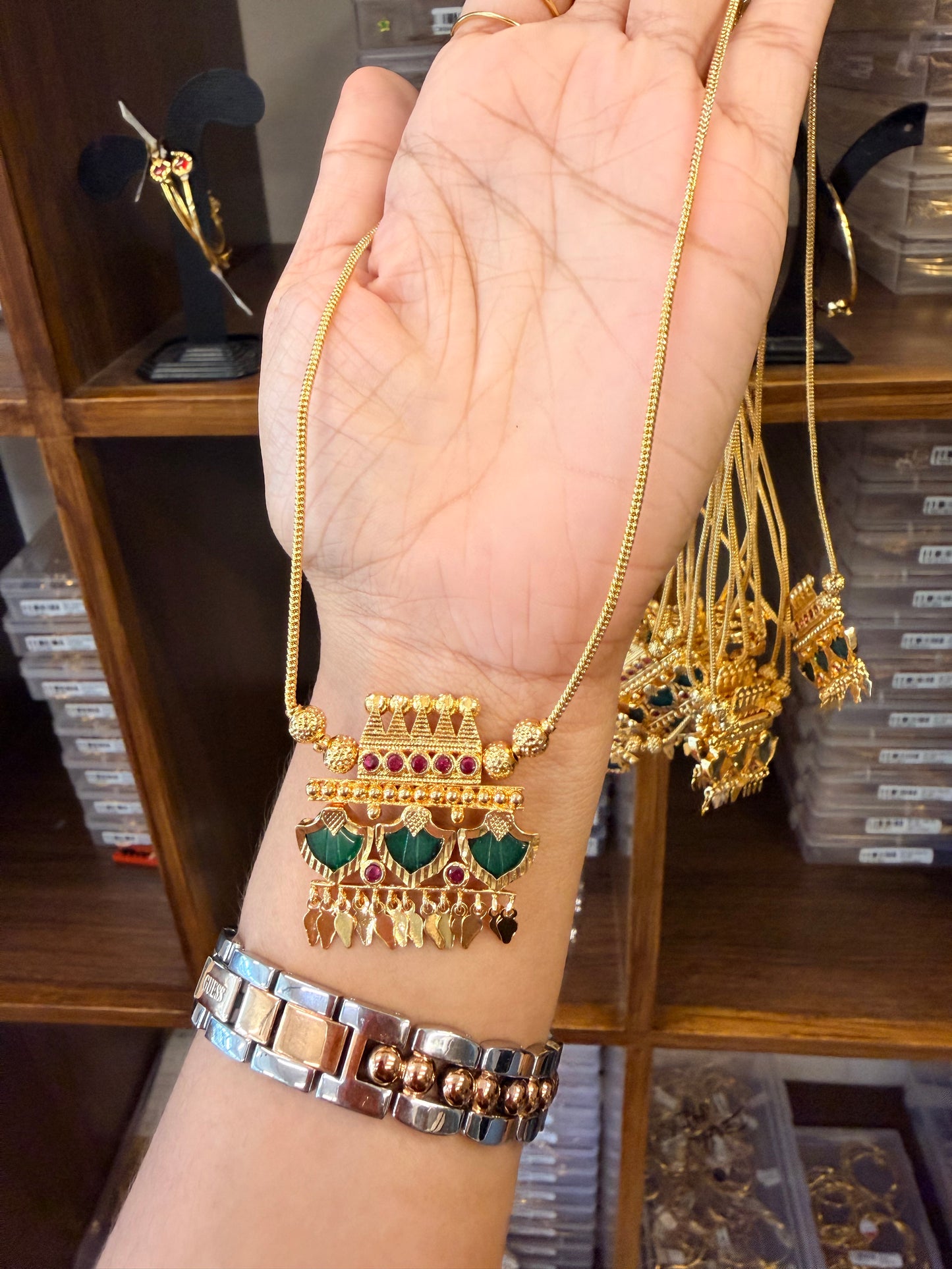 Premium 24carat gold plated Palakka elakkathali pendant chain product code G121