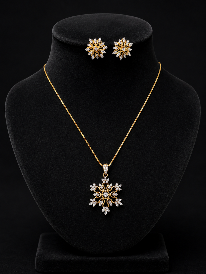 Premium party wear diamond finish pendant set with chain product code D397