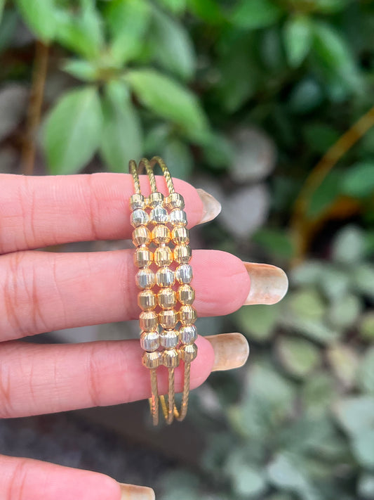 Premium gold plated 3layer twisted twotone bangle product code G66