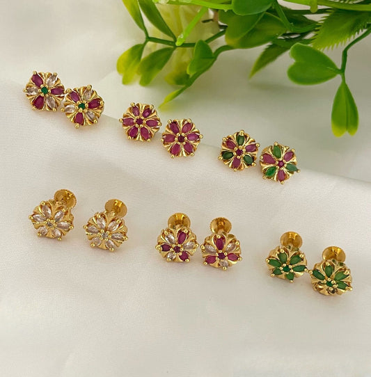 Micro gold plated studs pair of 6