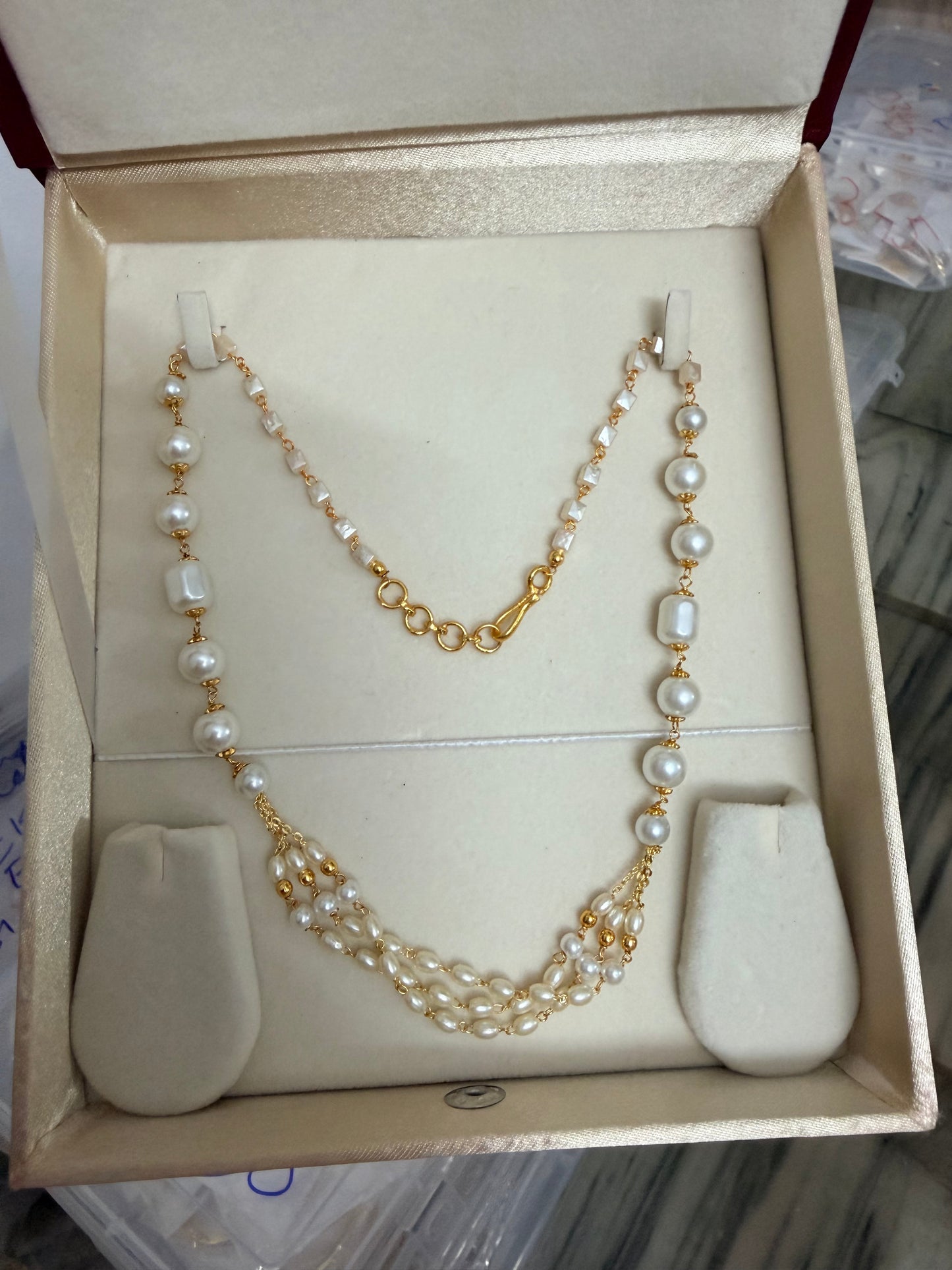 Premium gold plated pearl layer necklace product code P161
