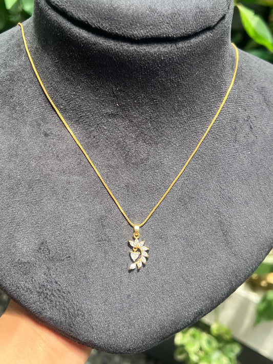 Premium gold plated daily wear pendant with gold plated 6pidi box chain product code G68